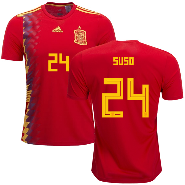 Spain #24 Suso Home Soccer Country Jersey